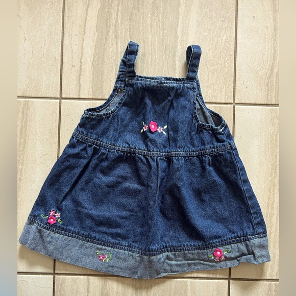 Y2K denim embroidered dress size 12-18 M - Picture 1 of 5